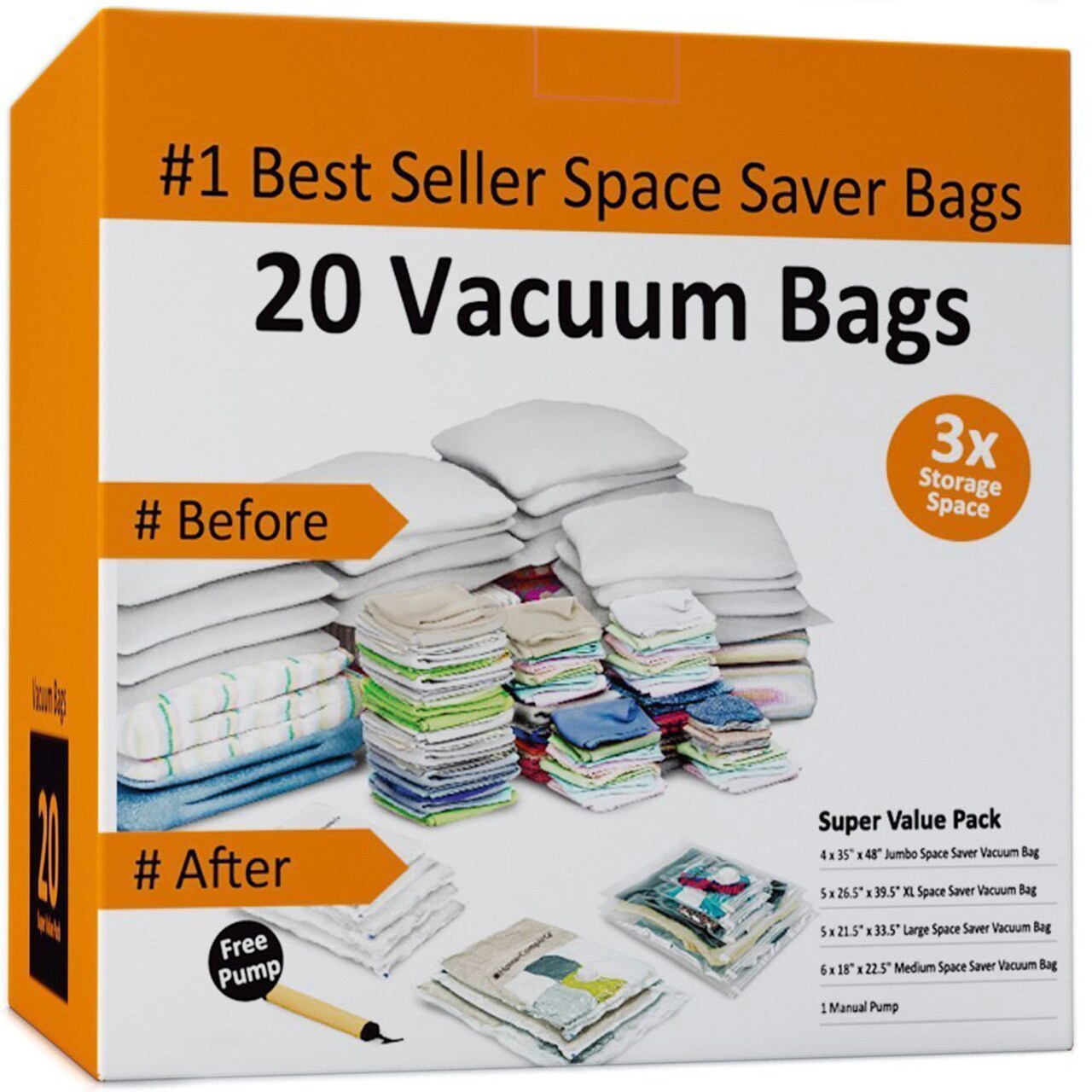 Everyday Home Pack of 20 Vacuum Storage Bags Air Tight Seal Closet Space  Saving Organize